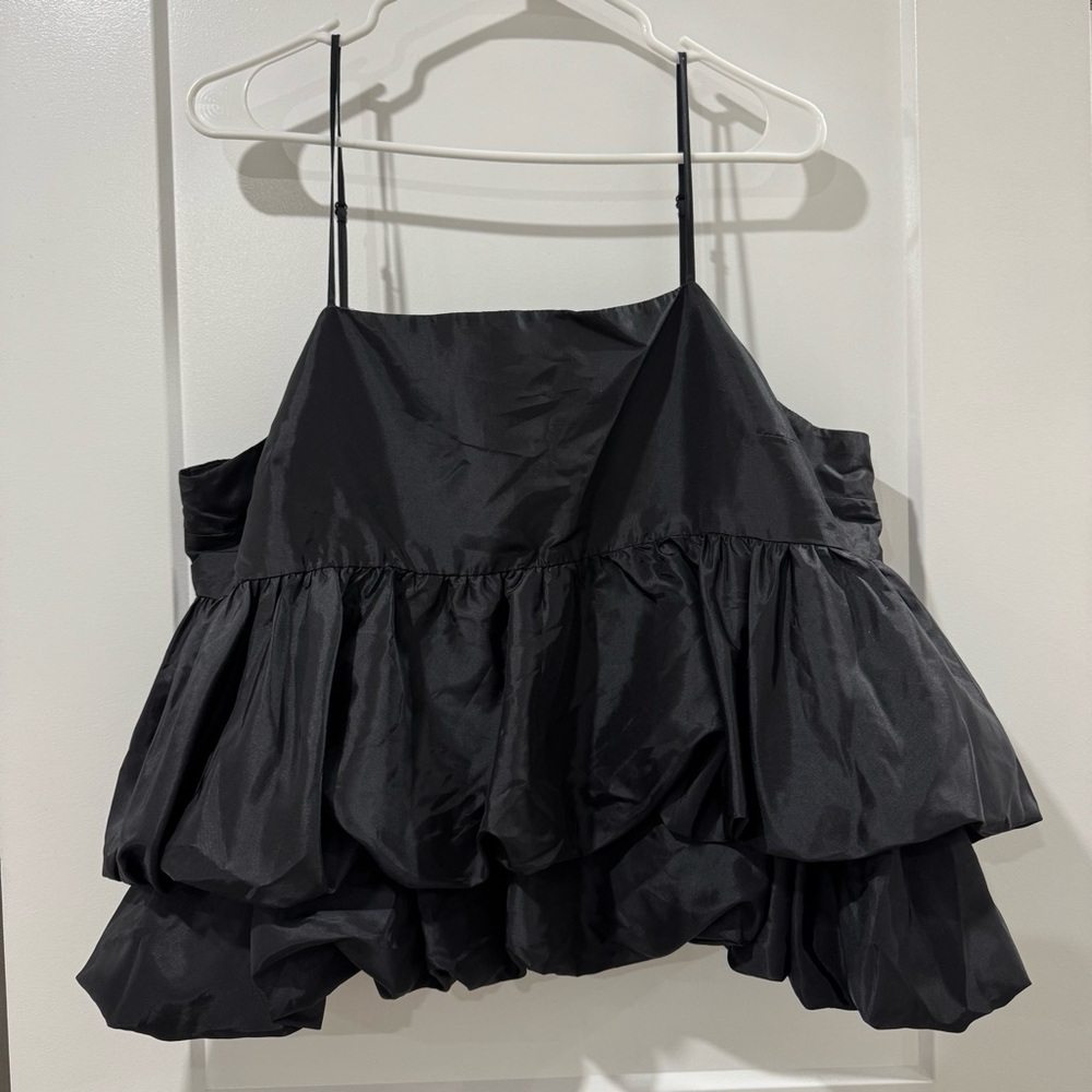 A New Day Black Satin Spaghetti Strap Top